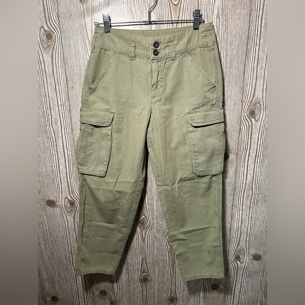 Free People Olive Green Cropped Cargo Pants Sz 25 - Picture 1 of 5